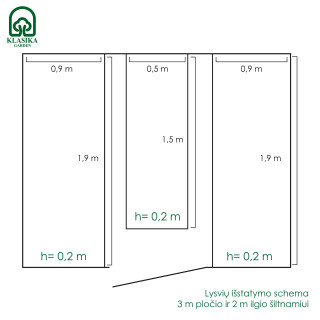 Pakeltų lysvių komplektas KLASIKA GARDEN 3m pločio šiltnamiui