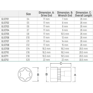 3/8" Galvutė E-TORX