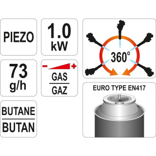 Dujinis degiklis su pjezo uždegimu 1000 C 360