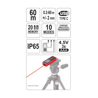 Lazerinis atstumų matuoklis 0.2-60m