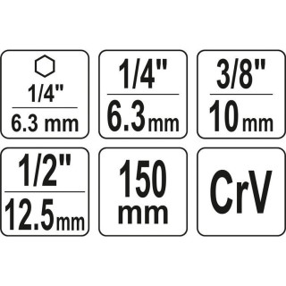 1/4"+3/8"+1/2" prailgintų adapterių suktuvui rinkinys 3vnt.