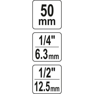 Adapteris suktuvui smūg. 1/2" - HEX 1/4" , 50mmL