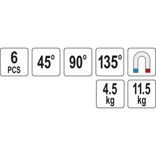 Suvirinimo kampų magnetinių rinkinys (6vnt)(45 -90 -135 )