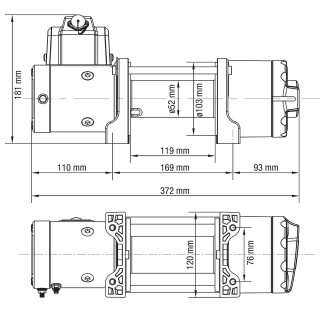 Elektrinė gervė 12V 4500LBS/2040KG (Sintetinis lynas)