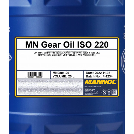 Industrinė pavarų alyva ISO 220 1L Gear oil MANNOL 2801