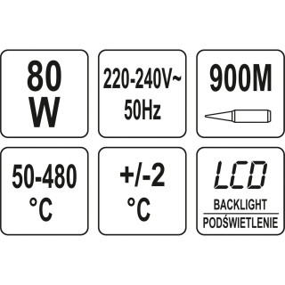 Lituoklis su LCD ekranu 80W 900M