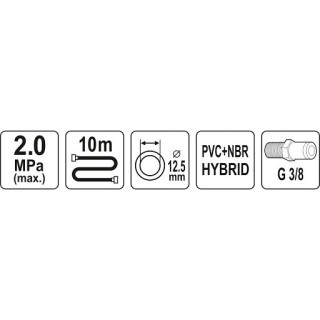 Žarna hibridinė su išoriniais sriegiais 3/8" ( 12.5x17mm) 10m