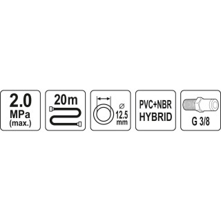 Žarna hibridinė su išoriniais sriegiais 3/8" ( 12.5x17mm) 20m