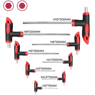 T-tipo šešiakampių raktų rinkinys TORX ir HEX (apvalia galvute) 16vnt.