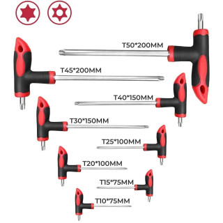 T-tipo šešiakampių raktų rinkinys TORX ir HEX (apvalia galvute) 16vnt.