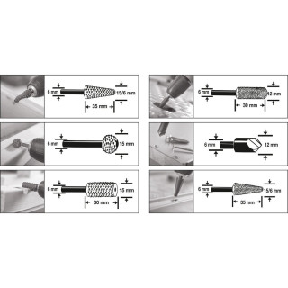 Frezų medžiui ir metalui rinkinys (6vnt)