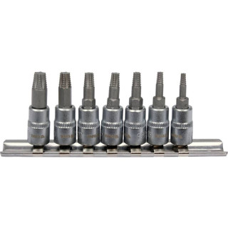 Užlūžusių varžtų išsukėjų rinkinys 1/4" TORX 7vnt. (smulkus sriegis)